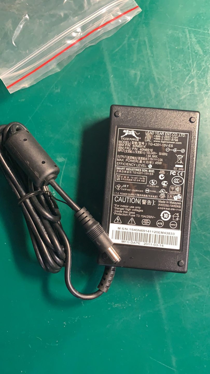 IBM 4820 Touch Screen Monitor Power adapter PN 40N6916 Tiger TG-4201-15V 15V 3A Power Adapter thumbnail 2